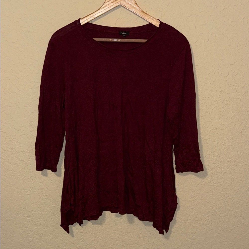 Shana Deep Red Burgundy Yoga Hippie Boho Tunic Top size small